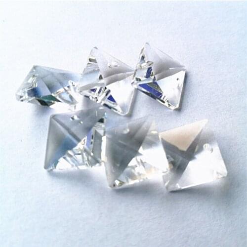 Top Quality 200pcs 14mm K9 Crystal Square Chandelier Beads in 2 Holes (Free Rings) DIY Garland Strand Stones For Home Decoration