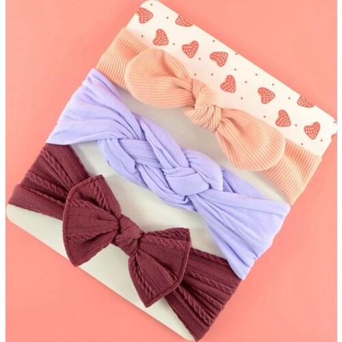 3 Pcs/set Bowknot Baby Headband Elastic Turban Hairband Bows kids Baby Girl Headbands Hair bands for Baby Girls Haarband Hair