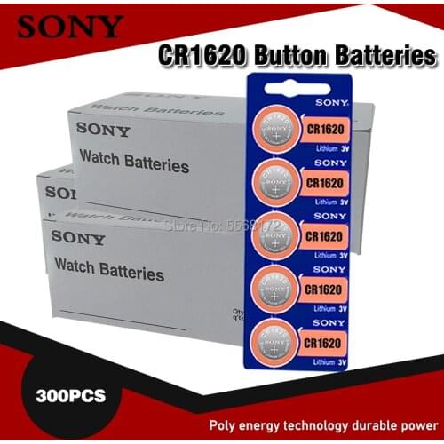 300pcs/Lot For Sony CR1620 1620 ECR1620 DL1620 280-208 3V Cell Battery Lithium Button Battery Coin Batteries For Watches clocks