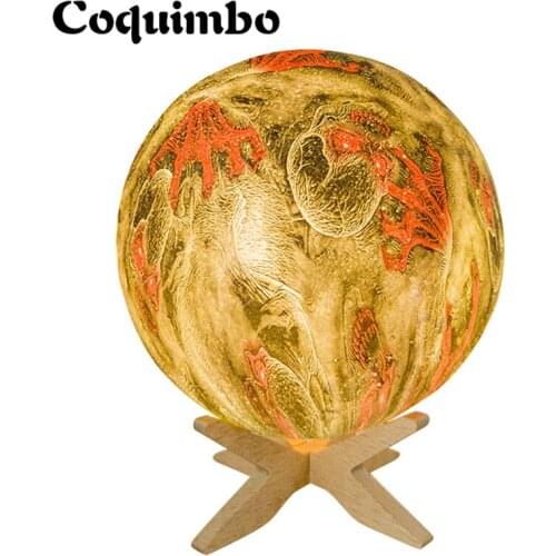 15cm 3D Painted Skull Moon Lamp USB Rechargeable Novelty LED Night Lighs For Halloween Decorative Lamp Gift For Kid 3/7/16 Color