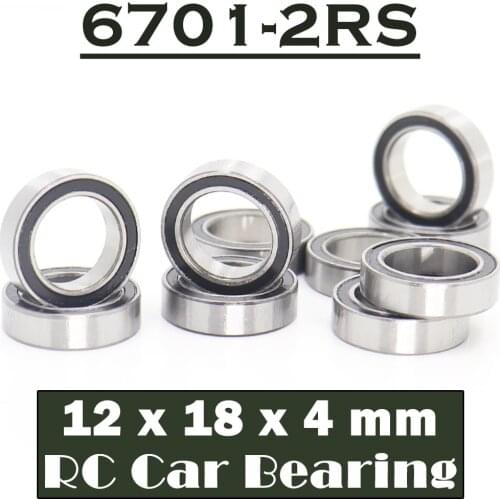 6701RS 12*18*4mm High Quality(10PCS)Bearing 61701 6701 63701 Chrome Steel Ball Bearings With Black Rubber Seal