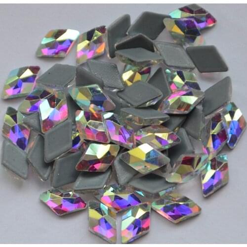 AAAA+ Best Quality 6x10mm Rhombus shape Crystal Clear AB DMC Hot Fix Rhinestone More Shiny Super Bright Hotfix Iron On Stones