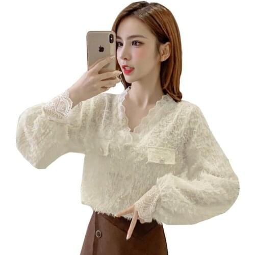Womens Spring Autumn Style Blouse Shirt Womens V-Neck Solid Color Button Long Sleeve Tassel Elegant Slim Tops SP1042