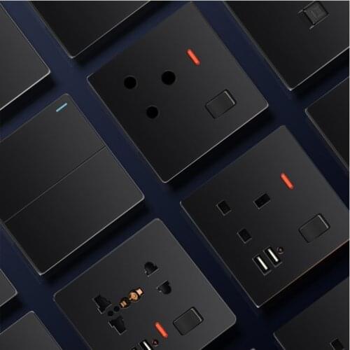 UK Standard Press on off Wall Switch 1Gang 2Gang 3Gang 4Gang 1Way 2Way Wall Switch 20A 45A Sockets Fuse Switch Hongkong Socket