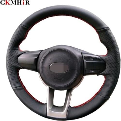 Black Steering Wheel Cover Soft Artificial Leather Steering Wheel Cover for Kia Rio K2 KX CROSS Picanto 2017 2018 Morning 2017