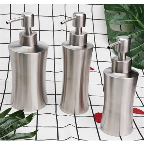 10pcs/lot Lotion Bottle Liquid Soap Dispenser Detergent Shampoo Container Waisted Shape 18/8 Stainless Steel 220ml 250ml 400ml