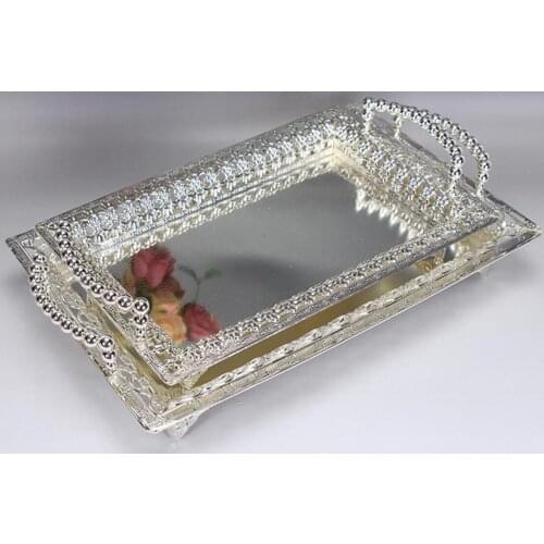 European style fruit plate silver tray high grade fruit plate KTV bar Hotel fruit water plate Russia High-end luxury Home Decora