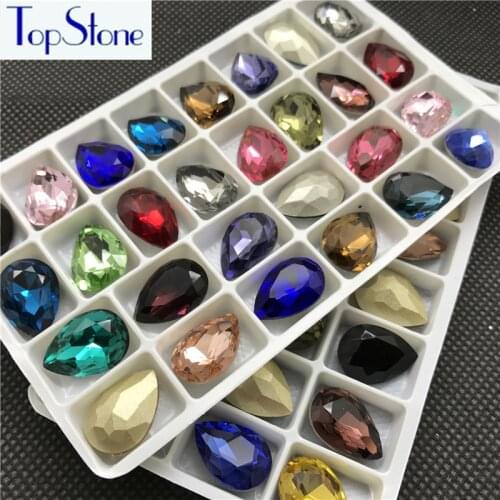 Topstone 13x18mm Teardrop 24pcs K9 Glass Crystal Pointed Back Rhinestones More Colors Can mix colors High Quality