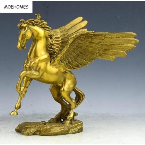 MOEHOMES chinese Collect bronze fengshui pegasus horse statue metal handicraft Home decorations