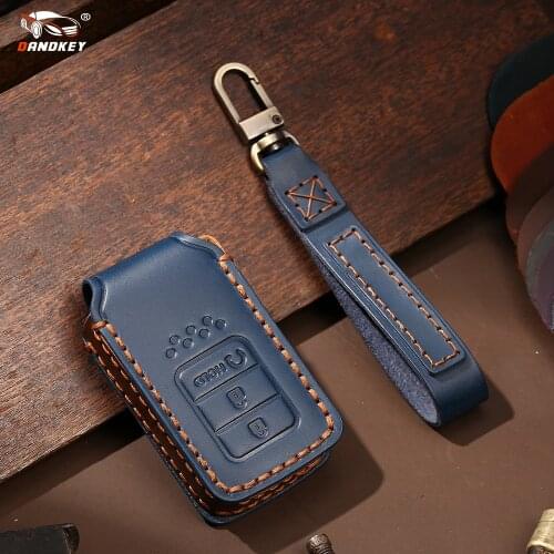 Dandkey Leather Car Key Cover Case For Honda Accord 2018 2019 Civic Crv Crad V Pilot Crider Vezel Jade Spirior Holder Protector