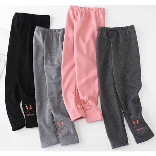 Plus Velvet Girls Leggings Winter Kids Clothes Childrens Cartoon Outwear Warm Pant Girl Elastic Tight Integrated Velvet Pants