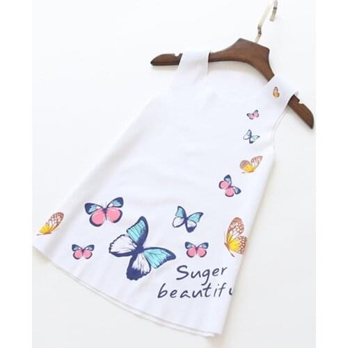 Summer Baby Girls Sleeveless Butterfly Printed Princess Dress Kids Vest Dresses 2-8Y New