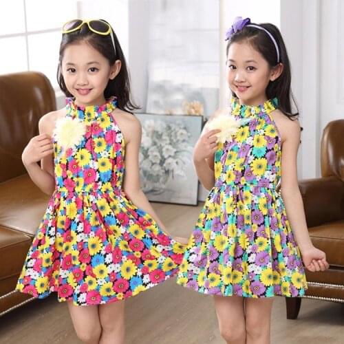 2020 Summer party Girls Dresses Sleeveless Baby child girls costume Flowers stripe cute Dress Kids Clothes Vestido Infantil red