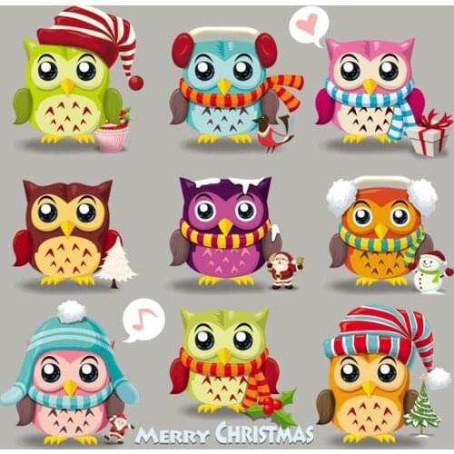 Small Cartoon Owls Clothing Badges Patches Stripe Thermal Transfer Diy A-Level Washable Garment Applique On Clothes