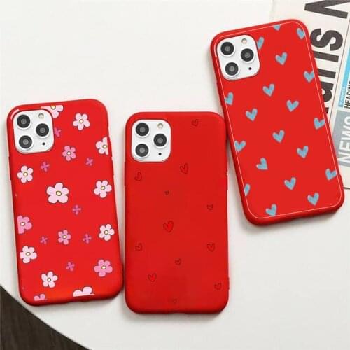 Cute Love Heart Phone Case Candy Color Red for iPhone 11 12 pro XS MAX 8 7 6 6S Plus X 5S SE 2020 XR