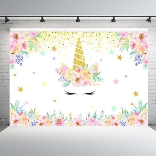 Unicorn Birthday Photography Backdrop Rainbow Newborn Children Birthday Portrait Background Backdrop Photo Studio Photocall