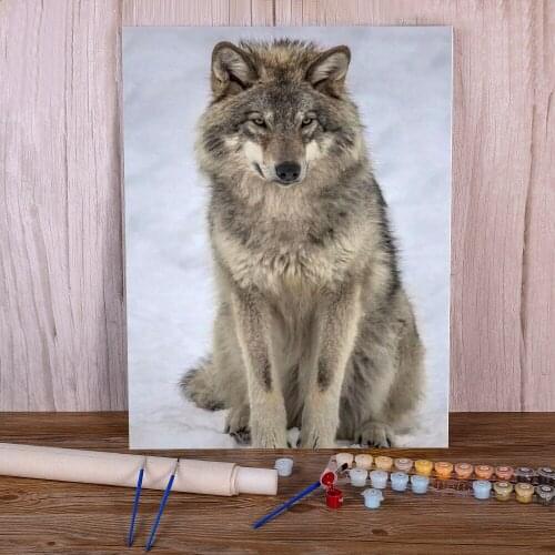 Wolf Animals Winter Coloring By Numbers Painting Kit Oil Paints 40*50 Painting On Canvas Decoration Crafts For Adults Art