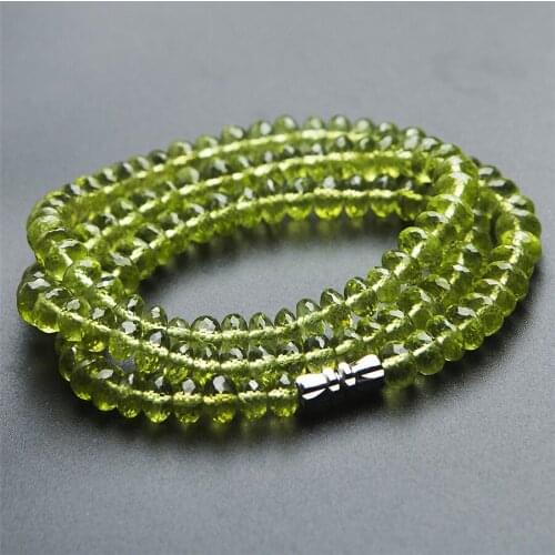 Genuine Natural Green Olivine Peridot Gems Crystal Faced Bead Fashion Woman Lady Chokers Necklace 6mm Drop Shipping