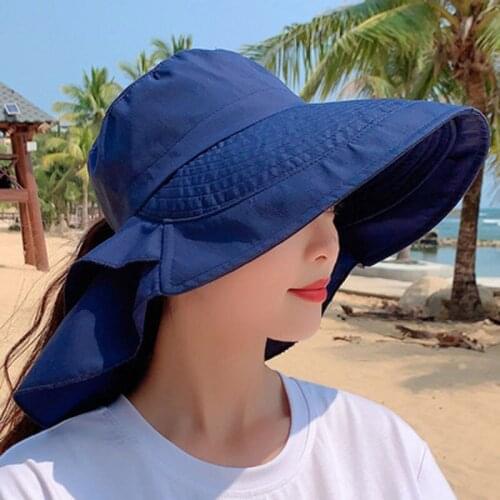 New Womens Summer Sun Hat With Neck Protector And Sunshade For Outdoor Cycling Trip Big-Brimmed Fishermans Hat