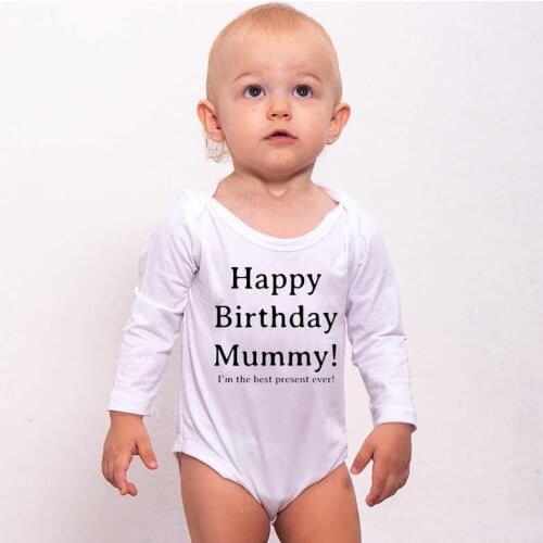 Happy Birthday Mommy Baby Boys Girls Clothing Newborn Baby Romper Long Sleeve Playsuits Outwear Romper Clothes 0-24 M