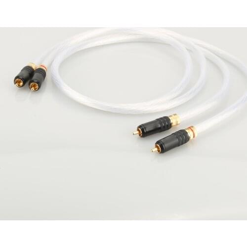 Pair Silver Plated RCA Audio Cable HIFI RCA Cable Interconnect Audio Cable 1m With RCA Plug Cable