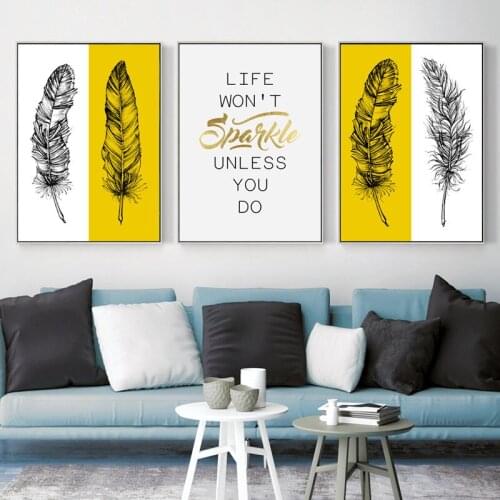 Quote Feather Posters and Prints Nordic Canvas Painting Home Decor Wall Art Picture Living Room Modern Minimalist Decor Painting