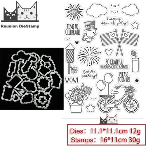 Reunion Christmas Bird Bike Balloon Metal Cutting Dies and Stamps Stencil for DIY Scrapbooking Photo Album Embossing Paper Cards
