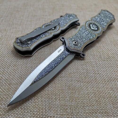 High Quality Folding Knife Full Steel Blade Knife Tactical Hunting Knives Survival Camping EDC Tool Pocket Knife Spinning Top
