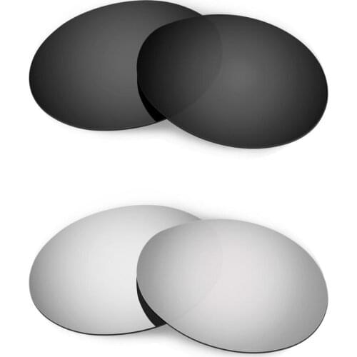 HKUCO For Romeo 1.0 Sunglasses Replacement Polarized Lenses 2 Pairs - Black & Silver