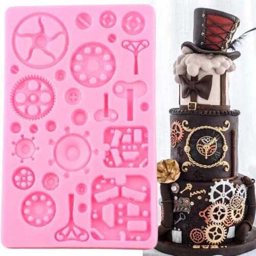 Steampunk Machinery Gear Silicone Mold DIY Cake Border Fondant Molds Cake Decorating Tools Chocolate Gumpaste Clay Resin Moulds