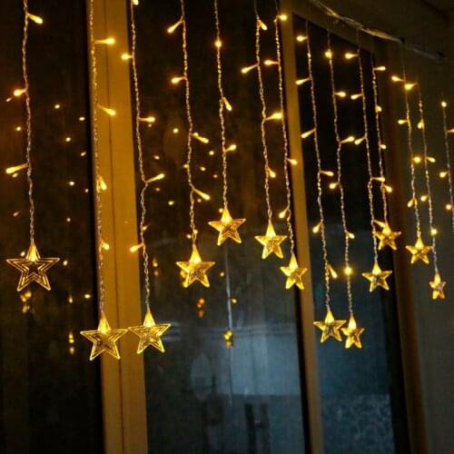 Moon Star LED Fairy String Light Garland Christmas Home Decor Curtain New Year Lights Christmas 2021 Holiday Lighting Wedding