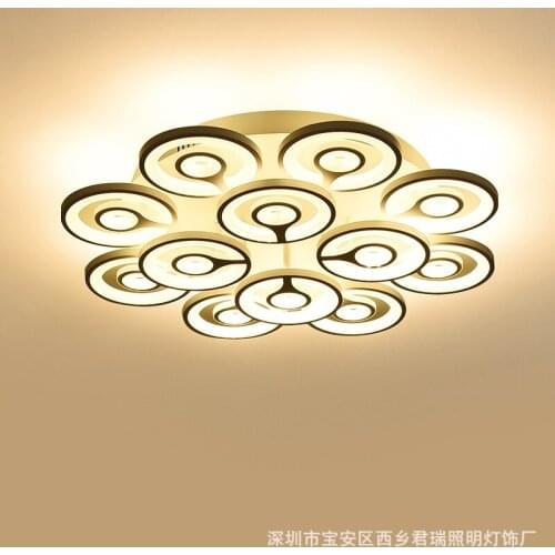 Led Living Room Ceiling Lamp Round Simple Modern Atmosphere Home Lighting Creative Bedroom Lamp Peacock Flower Shape