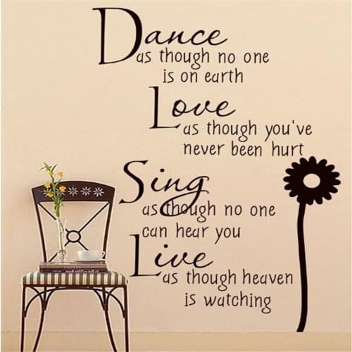Dance Love Sing Live Wall Sticker Quote Letter Vinyl Wall Decals Home Wallpaper Modern Fashion Kids Rooms Home Decor