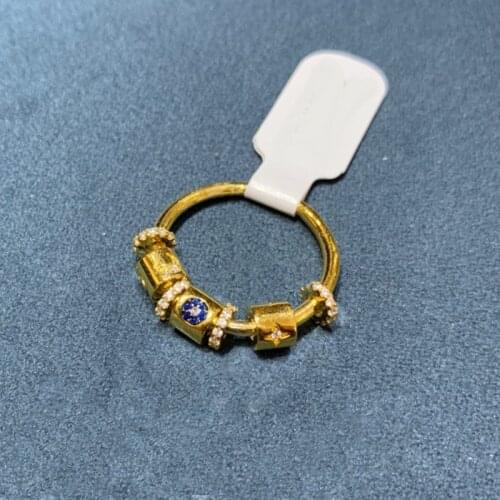 UMGODLY Copper Fashion Yellow Gold Color Stars Moon Pattern Finger Ring with Sliding Hoop Women Brand Jewelry