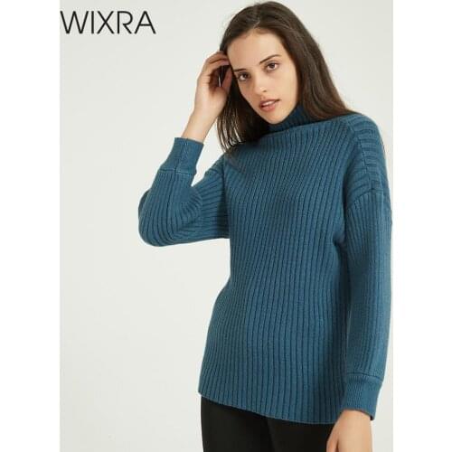 Wixra Turtleneck Sweaters Autumn Winter Spring Solid Stylish Soft Ladies Knitted Sweater And Pullovers Jumpers