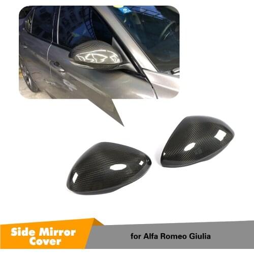 For Alfa Romeo Giulia 2015 - 2018 , Carbon Fiber Car Rear View Mirror Cover Cap Car Side Mirror Shell Case Protect Sticker