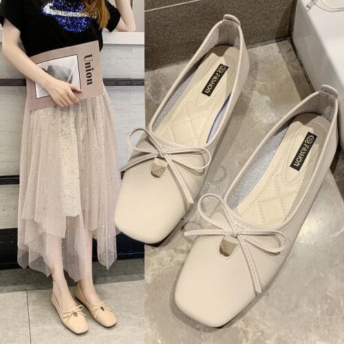 New Brand 2021 Spring Shoes Women Flats Top Quality Flat Shoes Leather Loafers Square Toe Casual Shoes Ballet Flat Big Size 40