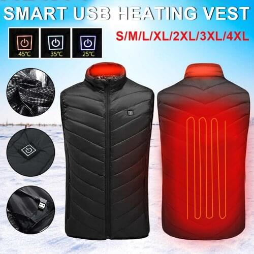 Heated Vest Men Women Usb Heated Jacket Heating Vest Thermal Clothing Hunting Vest Winter Heating Jacket BlackS-4XL Dropshipping