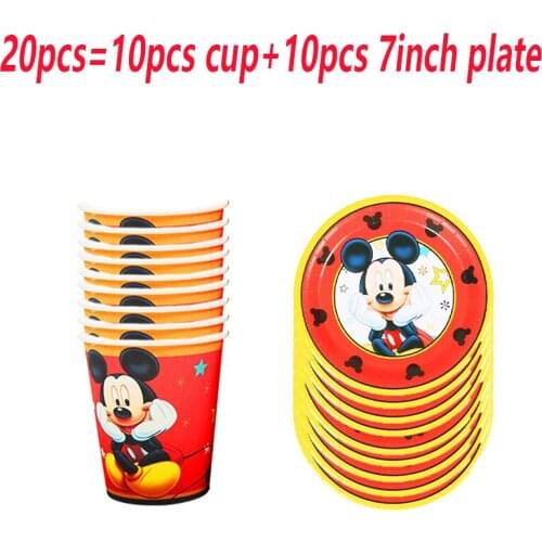 10Pcs/Set Disney Mickey Mouse Party Supplies Tableware Set Tablecloth Paper Cup Napkin Wedding Baby Shower Decorations kid gifts