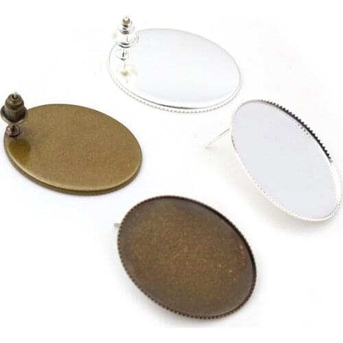 10x14mm 13x18mm 18x25mm 20pcs/lots 4 Colors plated Earring Studs,Earrings Blank/Base,Fit Oval Glass Cabochons,earring setting