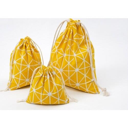 15SETS / LOT Shopping Bag Canvas Reusable Eco Fashion Printing Unisex Simple Drawstring Bag Shopping Cart Travel Bag