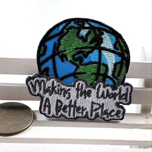 2019 Fine Greem Earth Patches Protect The Environment Embroidered Appliques Diy Cloths Sticker Iron On Patches Clothes Badges