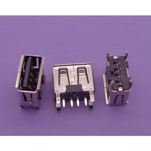 25Pcs/lot) A Type Flat Angle (180 Degree) 2.0 USB 4PIN Female USB PCB Connector Socket, USB Jack Plug (black)