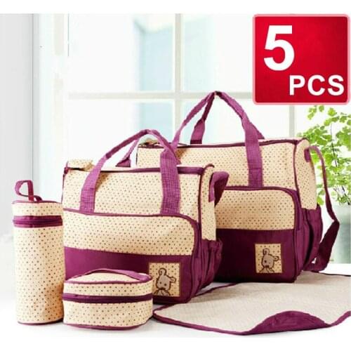 39*28.5*17CM 5pcs Baby Diaper Bag Suits For Mom Baby Bottle Holder Mother Mummy Stroller Maternity Nappy Bags Sets