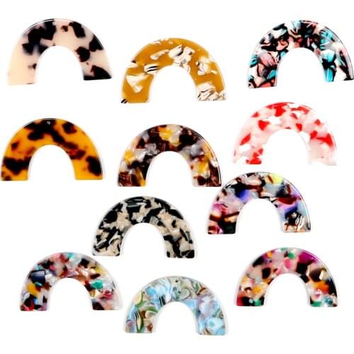 Acrylic Earring Charms,TortoiseShell Semi Oval Charm,U Shaped Pendant,Earring Part,Acrylic Black,Earring findings, 50x31mm,A231