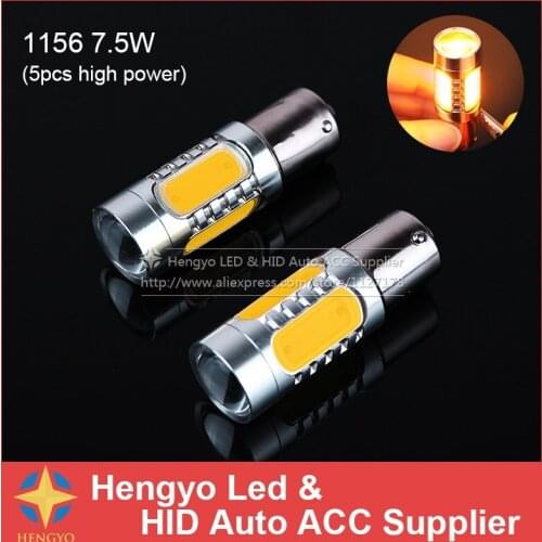 Free Shipping Car Brake Lamp Backup Reverse 7.5W 1156 Ba15s Car Led Turn Signal Brake Light Bulb White Yellow Warranty 12 Months