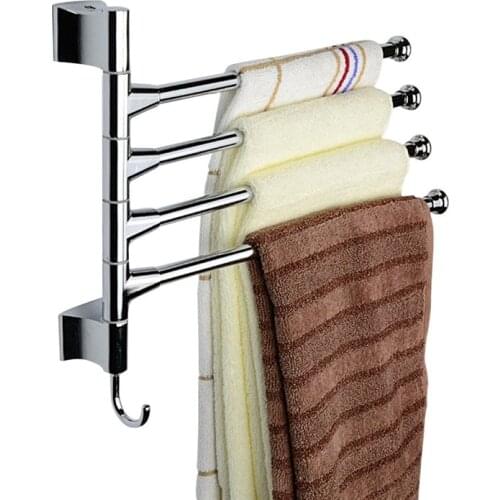 Four layers Stainless Steel 360 Degree Rotation Rotating Towel Rack Bathroom Kitchen Towel Hardware For Towel Clothes