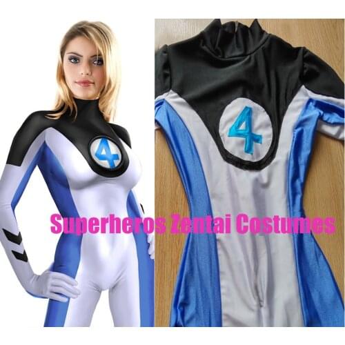 Fantastic Four anime Bodysuit White Women Fantastic 4 Superhero Costume Zentai Catsuit Lady Halloween Costume