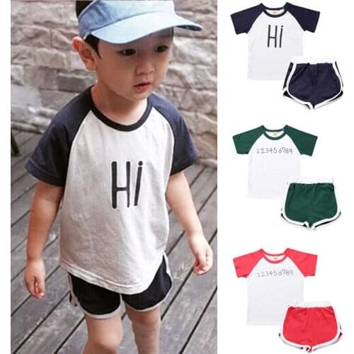 2021 Summer New Boy And Girl T-shirt Shorts Two-piece Childrens Cotton Fashion Short-sleeved T-shirt Shorts Sets Homewear