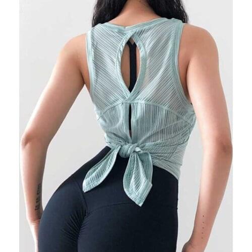 Sexy Open Back Sport T-shirt Women Gym Tank top Loose Sportswear Breathable Workout Tank Top Sleeveless Fitness Yoga T- shirt to